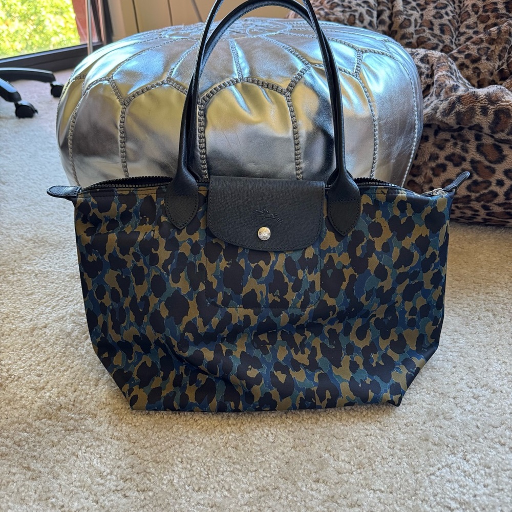 Longchamp Le Pliage Panther Print Tote